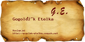 Gogolák Etelka névjegykártya